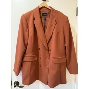 Eloquii Rust Orange Double Breasted Blazer Plus Sz 22 Notched Lapel Flap Pocket